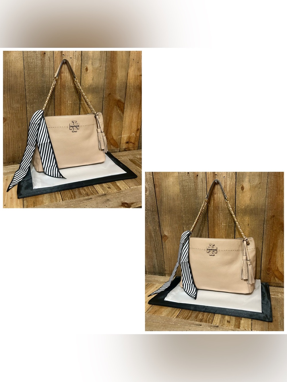 Tory Burch McGraw Chain Tote Bag with Free Bag Scarf & Dust Bag. - Picture 9 of 16
